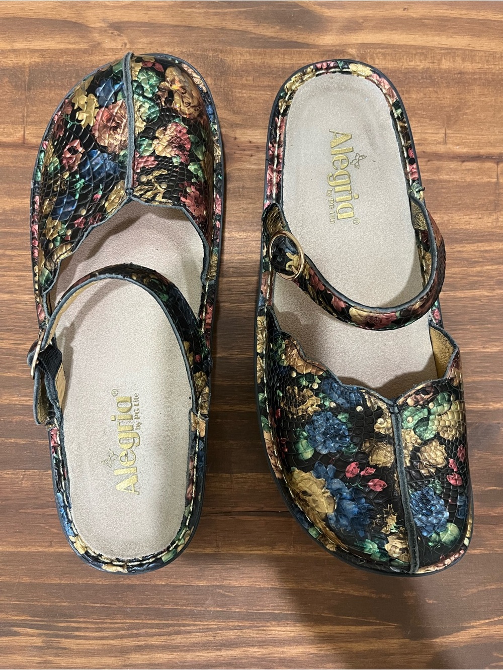 Alegria  Slip On Mary Janes Shoes Tuscany Adjustable Strap Floral EU40 Us 9.5/10